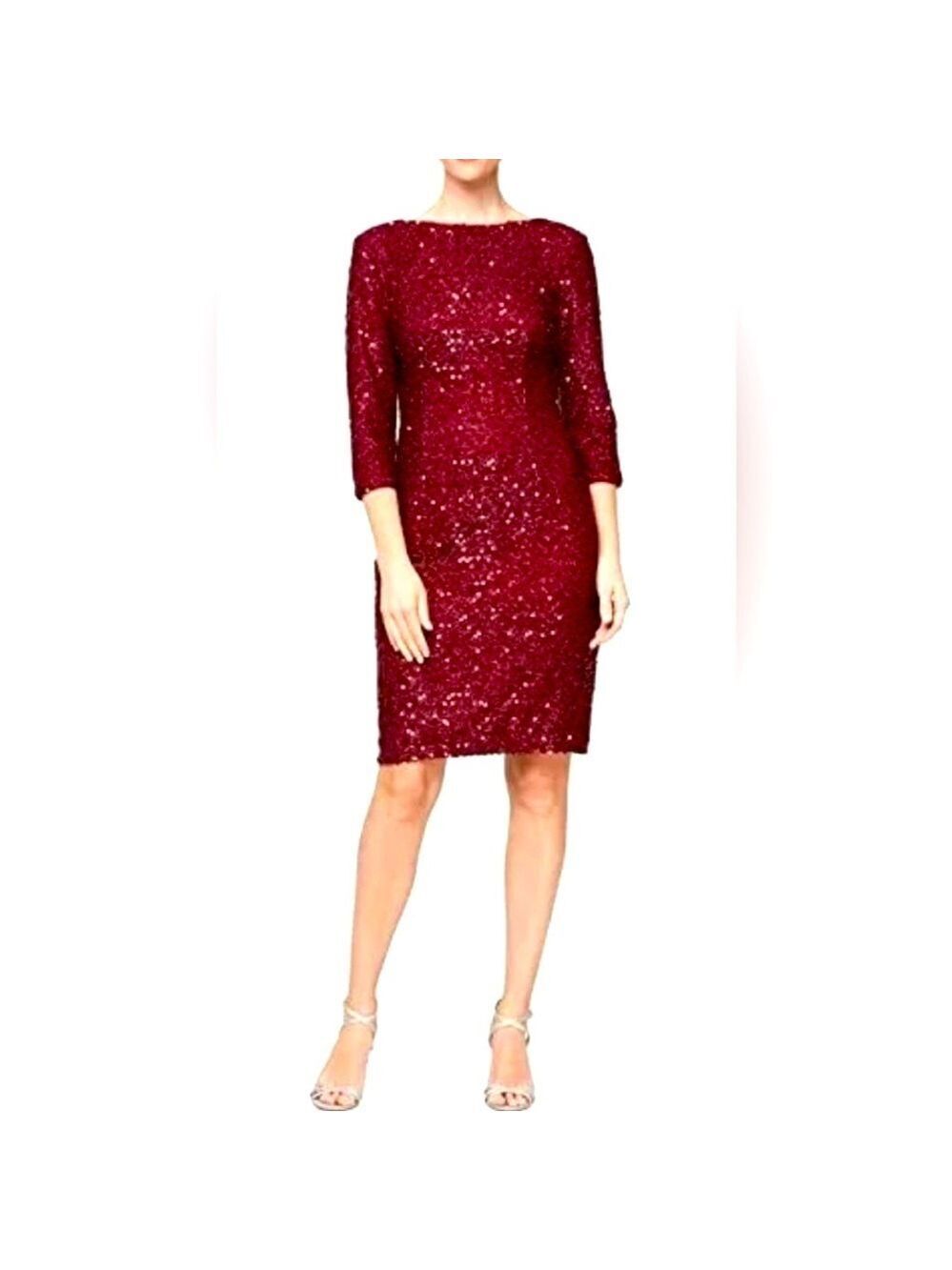 SLNY Burgundy Sequin Dress